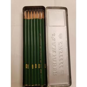 A W Faber Castell 9000 2H 4H Pencils Set of 6 sharpened Hard Case EUC